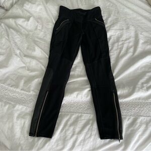 Athleta SMALL Ponte Luxe Moto Faux Leather Leggings black